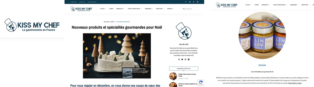 L'e-magazine Kiss my Chef parle de nos Les tartinables aux graines de lin