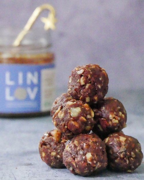 Energy balls avec LIN LOV Cacao et Nuts, riche en Oméga 3 et nutriments essentiels