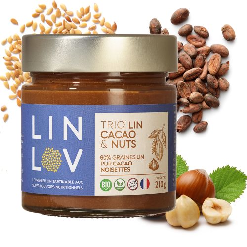 TRIO LIN CACAO NUTS riche en Oméga 3 et bons nutriments pour compléter vos recettes sucrées en tous genres